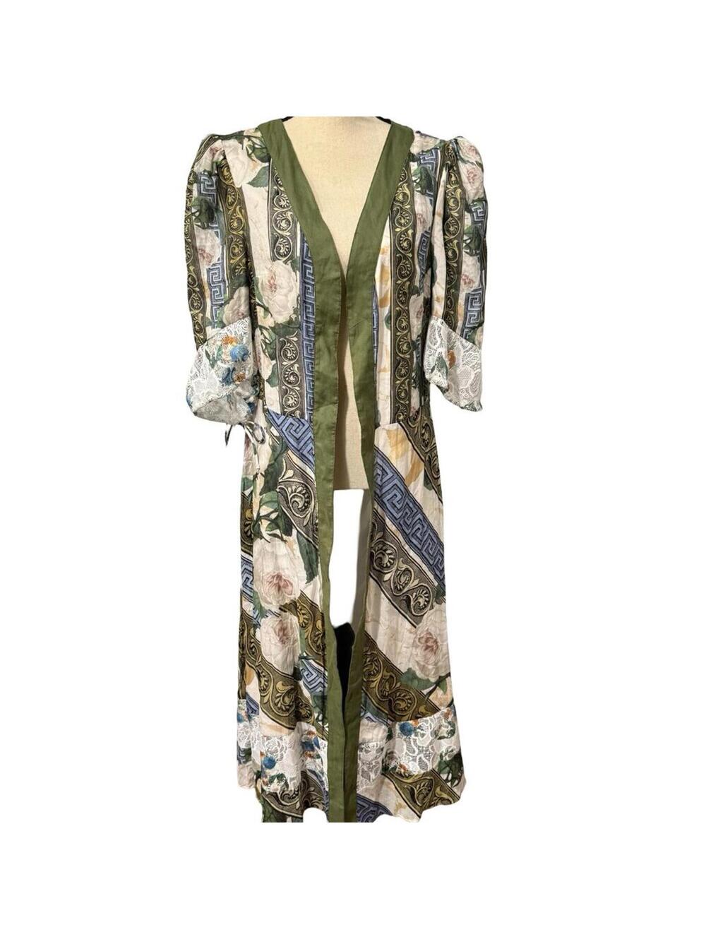NWT Sassy Jones Green, White & Blue Kaftan Size S